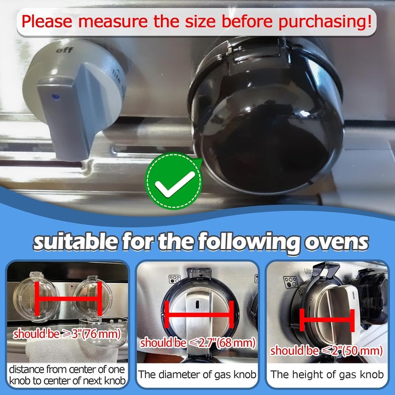 MCOTOP Store Stove Knob Covers for Child Safety - 5 Pack, Gas Stove Knob Locks, Prevent Kids Pets from Turning on Stoves, Baby proofing, Heat-Resistant Adhesive, (Black) - Image 3